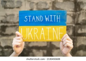 We Stand with Ukraine - Demonstrator Holding